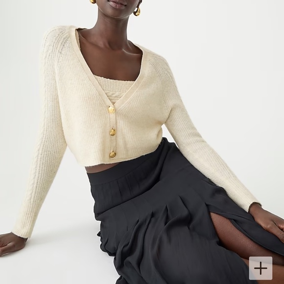 J Crew  cropped cable-knit sweater-tank set - Picture 1 of 4